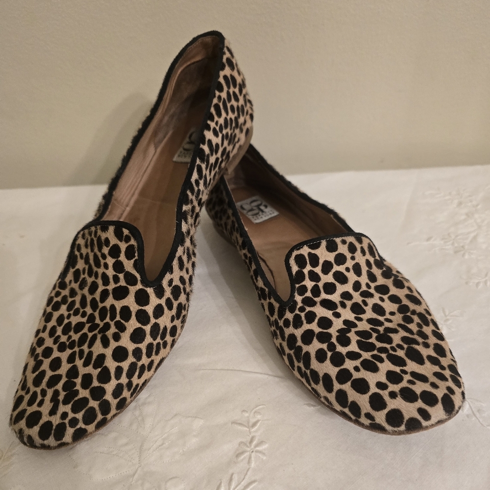Barneys New York  CO-OP Haired Leopard Print Women's Loafers Size 39.5